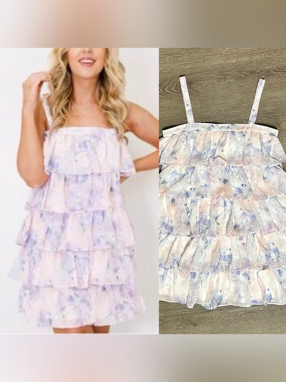 T.C.E.C. TCEC Layered Watercolor Mini Dress Lilac Purple NWT Size Small S